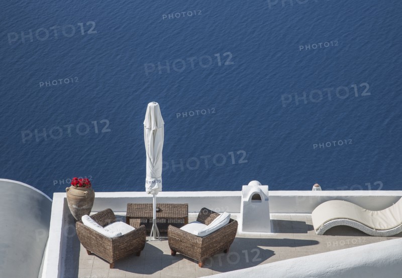 High angle view of balcony over ocean