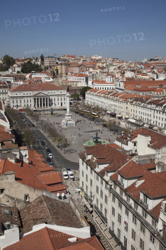 Aerial view of Lisbon cityscape