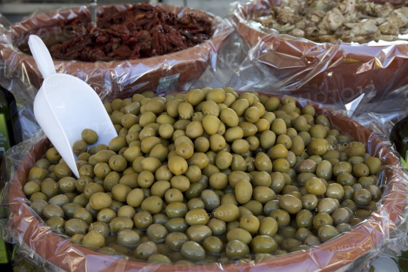 Close up of olives for sale