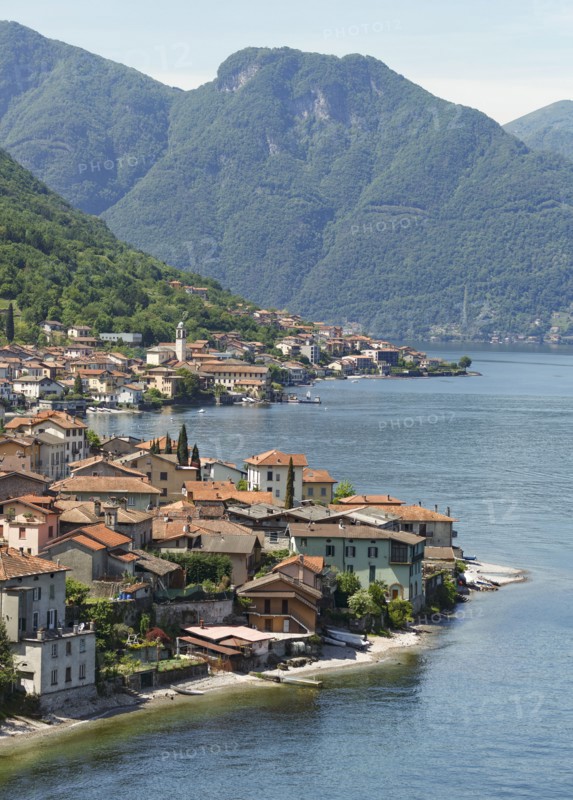 Aerial view of Lake Como and Tremezzo waterfront