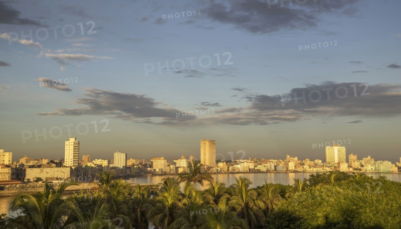 Havana city skyline and cloudy sky
