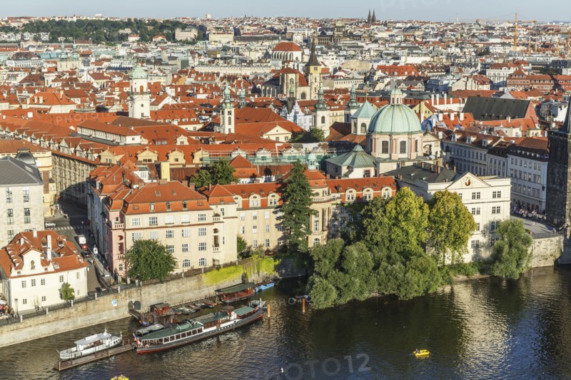 Aerial view of Prague cityscape