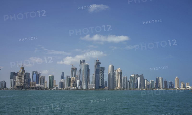 Doha city skyline on waterfront