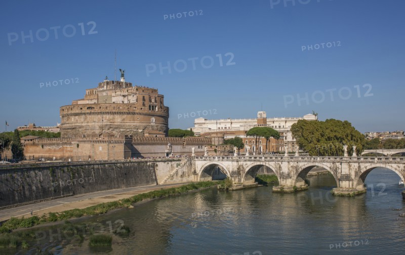 Sant Angelo Castle and bridge under blue sky