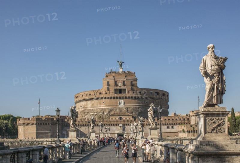 Sant Angelo Castle and statues under blue sky