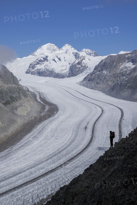 Caucasian hiker on snowy road