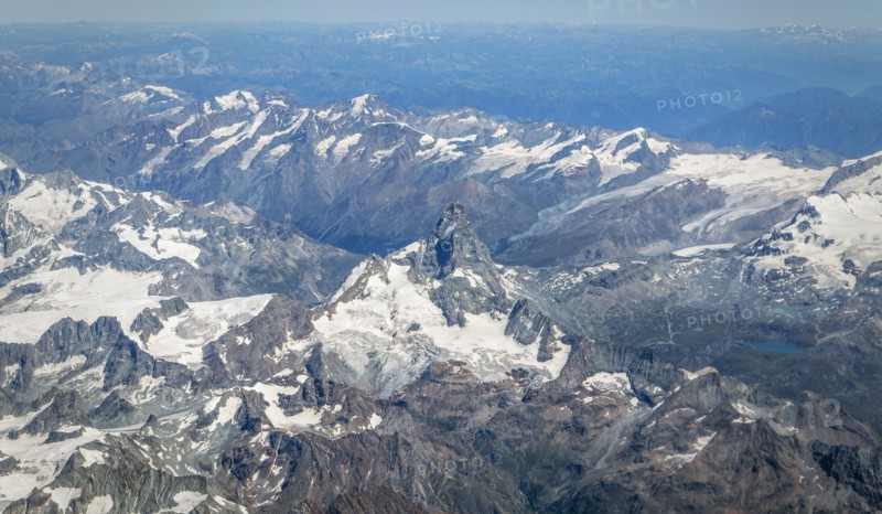 Aerial view of snowy mountain landscape