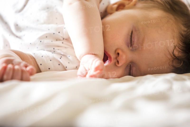 Close up of sleeping Caucasian baby girl