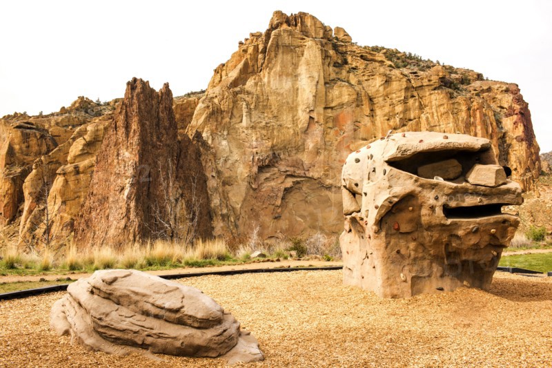 Rock formations under sheer cliffs
