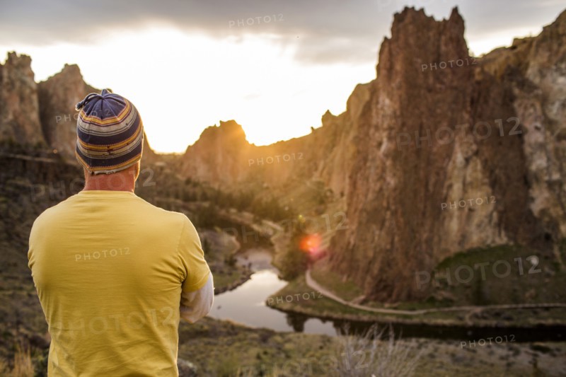 Caucasian man admiring scenic desert landscape
