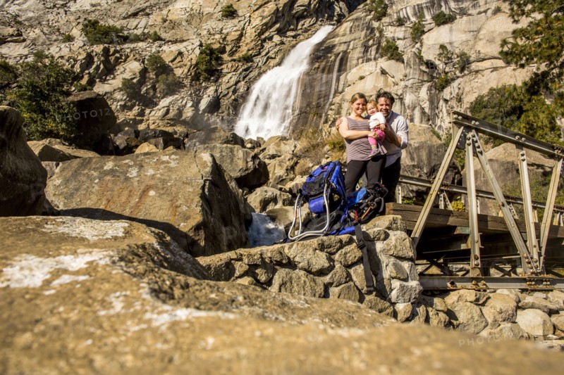 Caucasian family smiling in Yosemite National Park