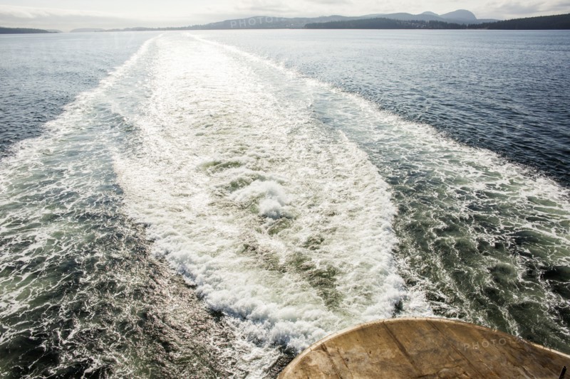 Wake from boat in water