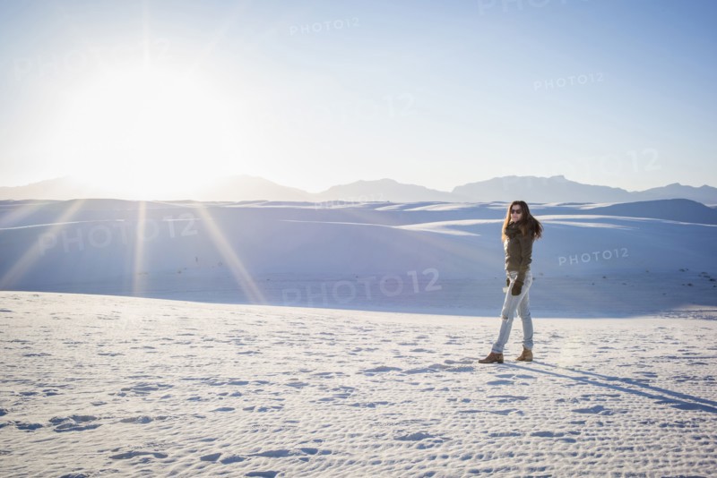 Caucasian woman standing in White Sands National Park