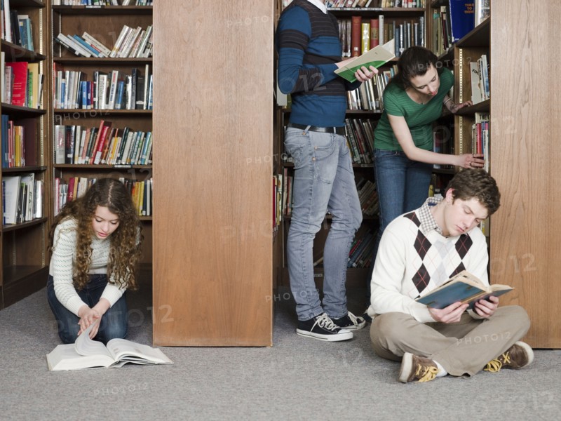 Students reading in library