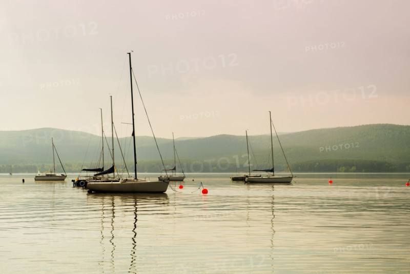 Boats floating in harbor