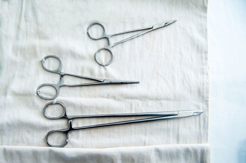 Close up of medical forceps