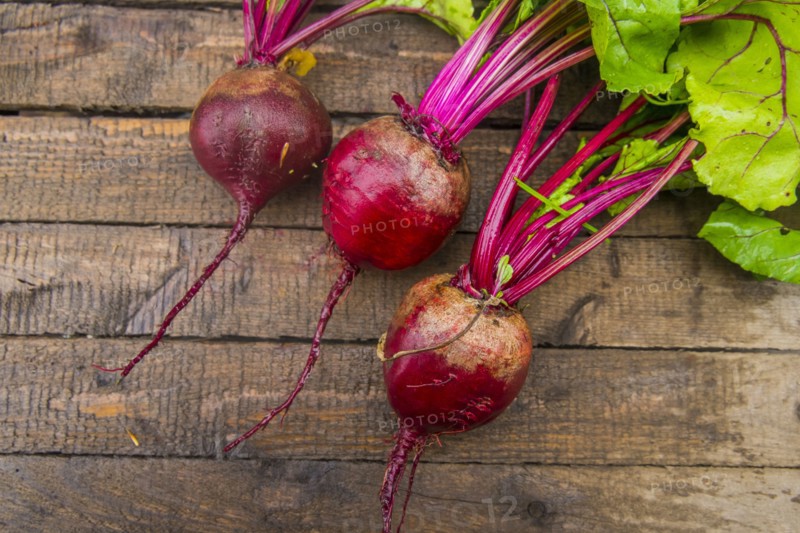 Fresh beets on wooden table