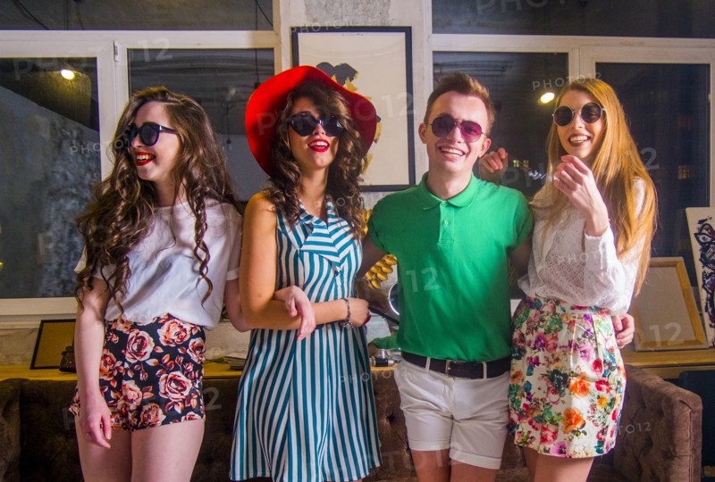 Portrait of smiling fashionable Caucasian friends