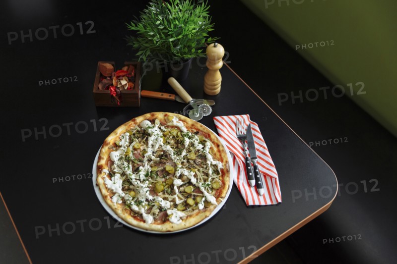 Gourmet pizza on plate