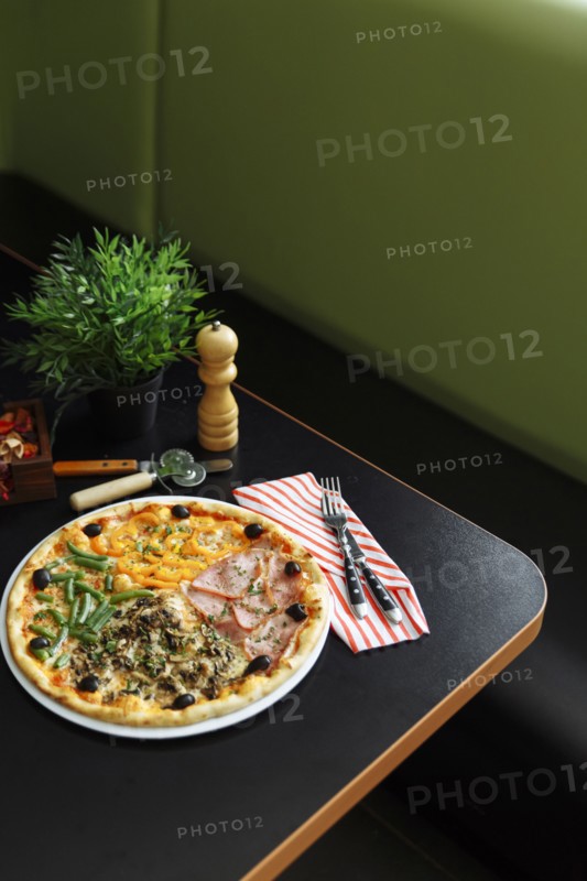 Gourmet pizza on plate