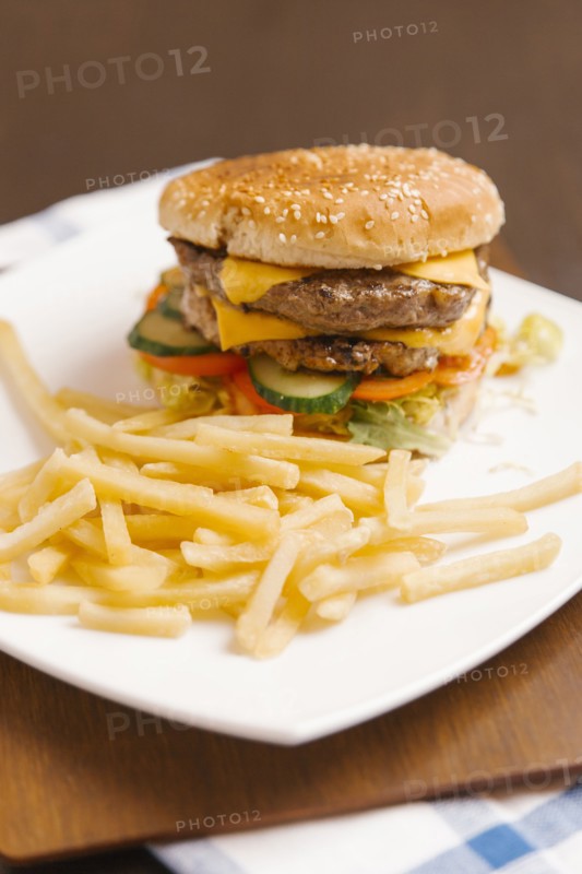 Cheeseburger and french fries