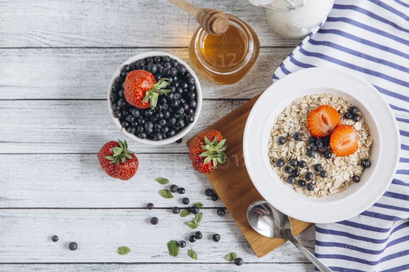 Healthy breakfast on table