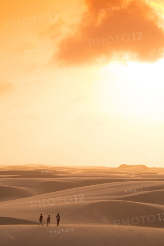 Hikers walking in remote desert