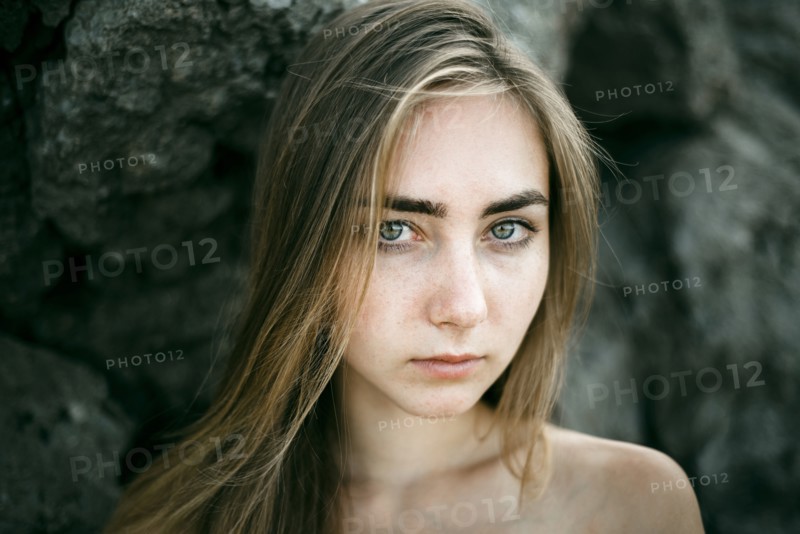 Close up of serious Caucasian woman