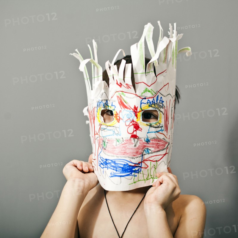 Boys wearing colorful mask