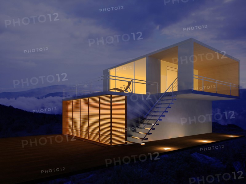Modern house in remote landscape