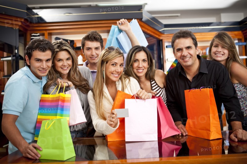 Hispanic friends shopping together