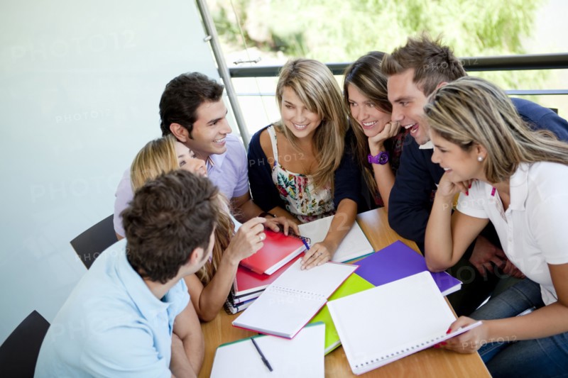 Hispanic college students doing homework