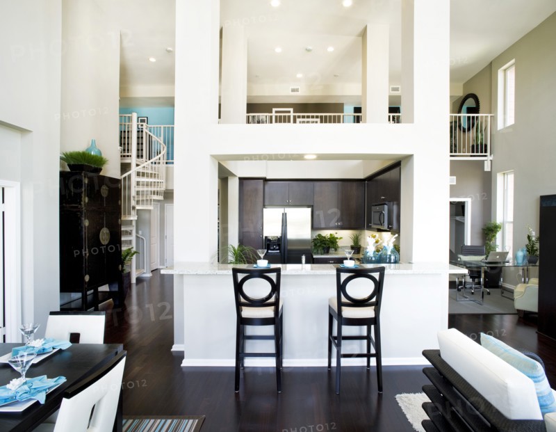Great room in contemporary house