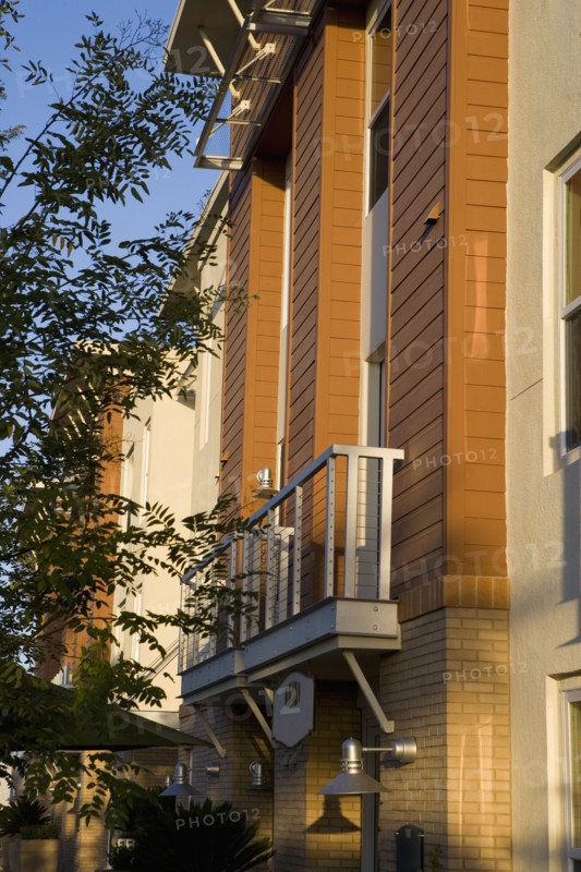 Front exterior contemporary loft style condos