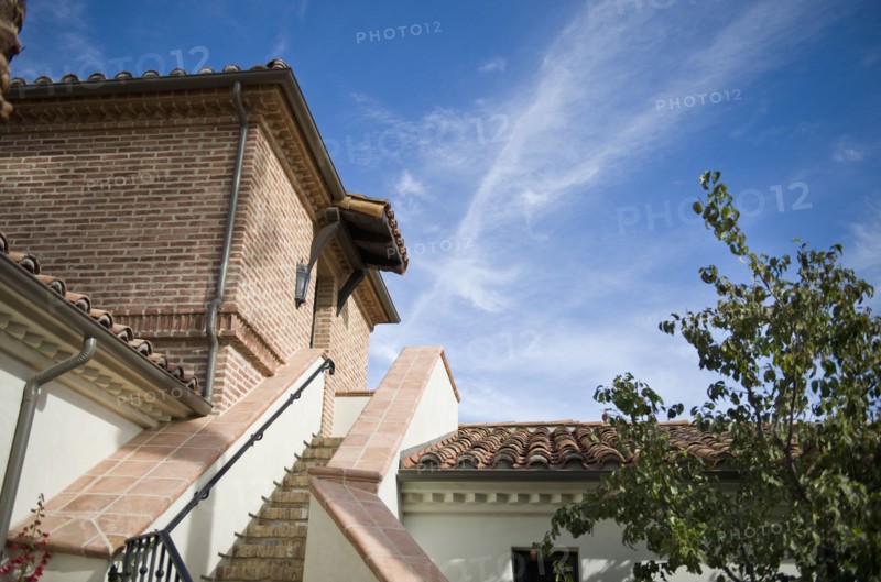 Detail andalucian home with staircase up to tower
