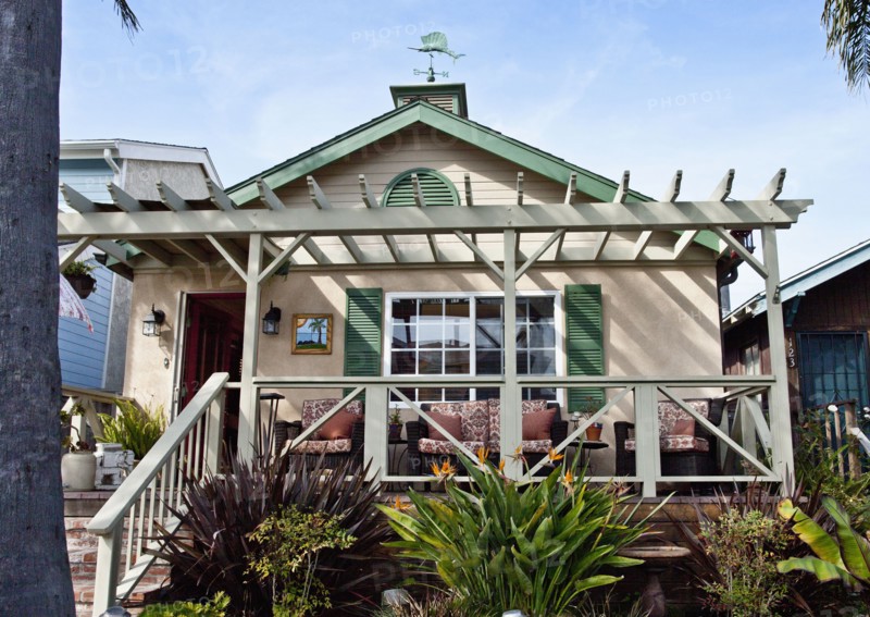 Front exterior of middle class beach house