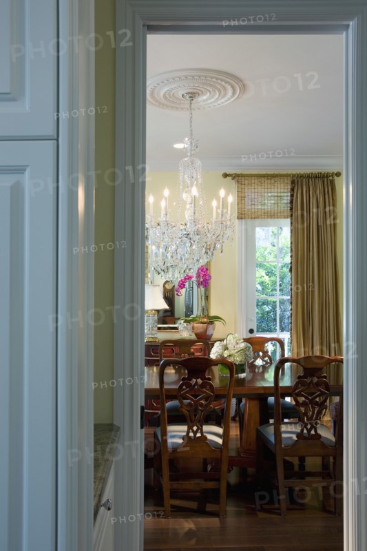 View through doorway to dining room