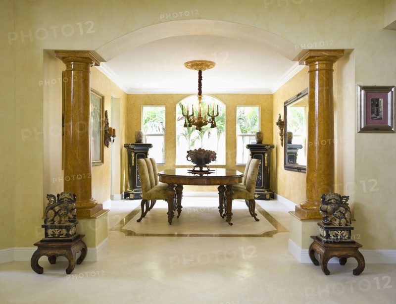 Symmetrical view of elegant dining room
