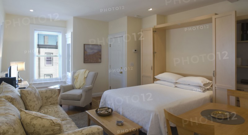 Murphy bed in studio apartment