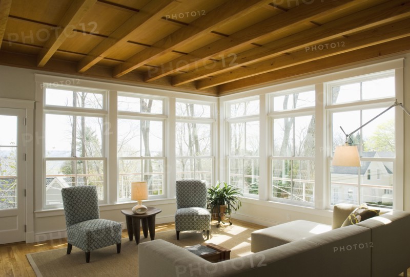 Contemporary furniture in sunroom
