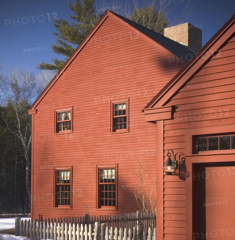 Side view red saltbox style home