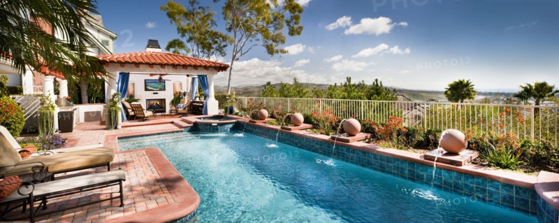 Swimming pool in front of a hotel resort at Laguna Niguel