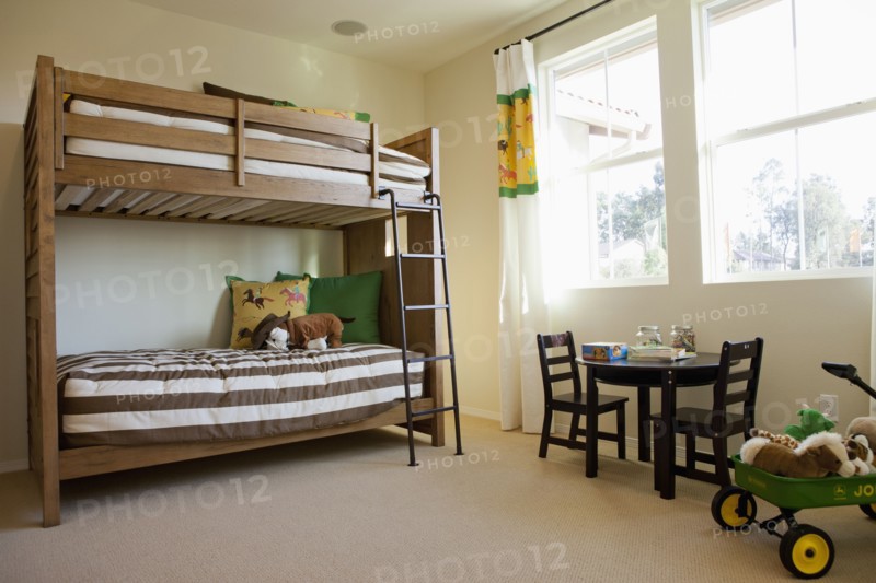 Bunk bed in kids bedroom at home
