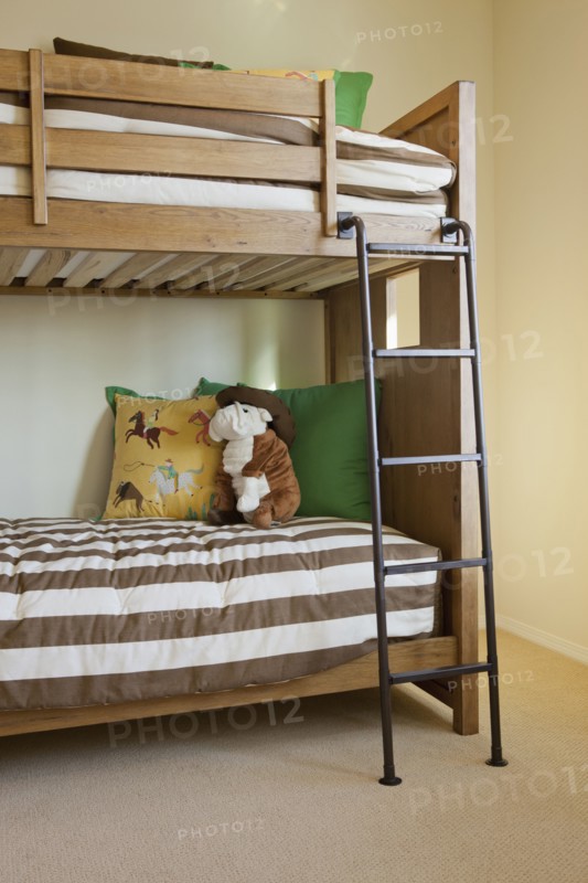 Bunk bed in kids bedroom at home