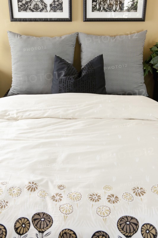 Duvet and pillows on bed