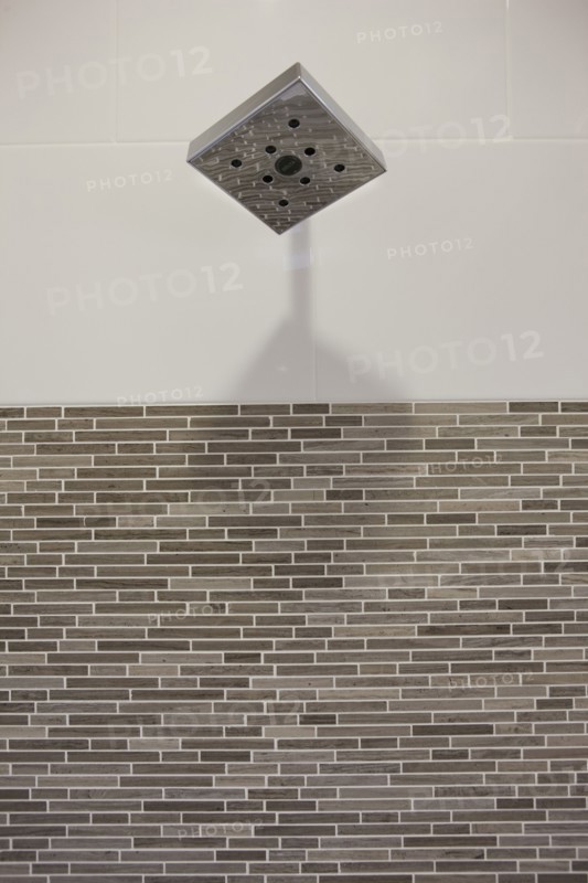Shower head in domestic bathroom