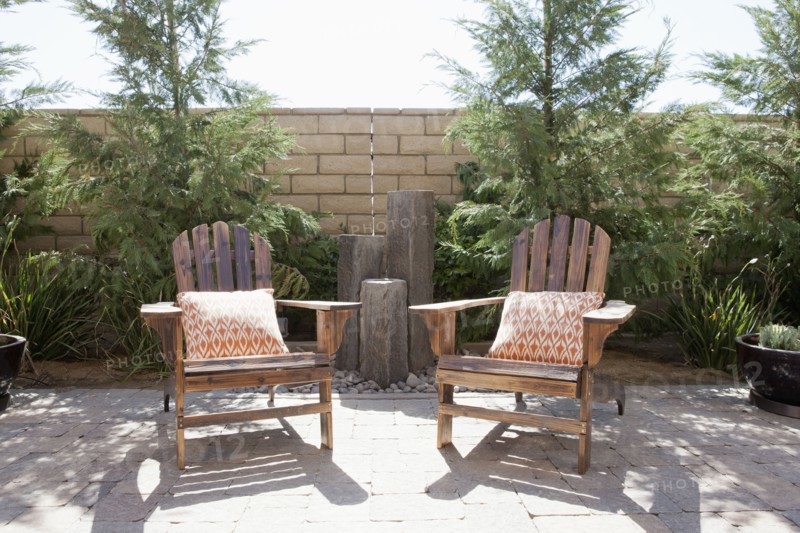 Armrest chairs on outdoor patio