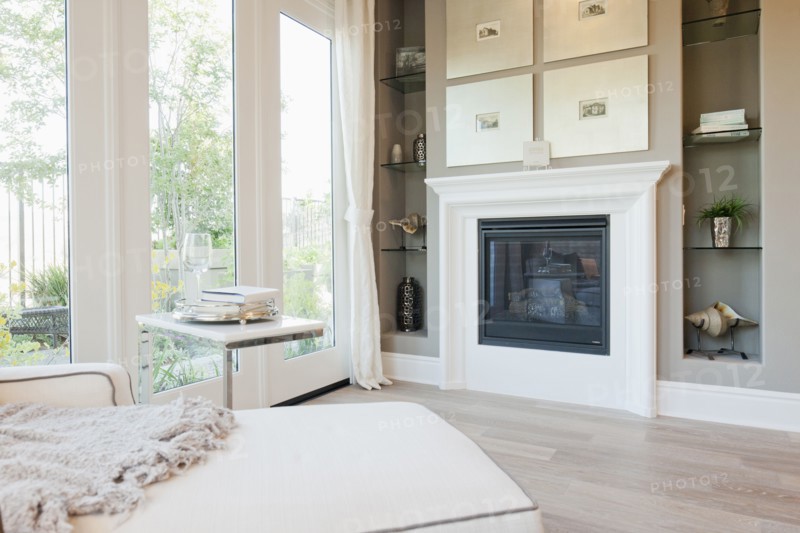 Fireplace in seating area