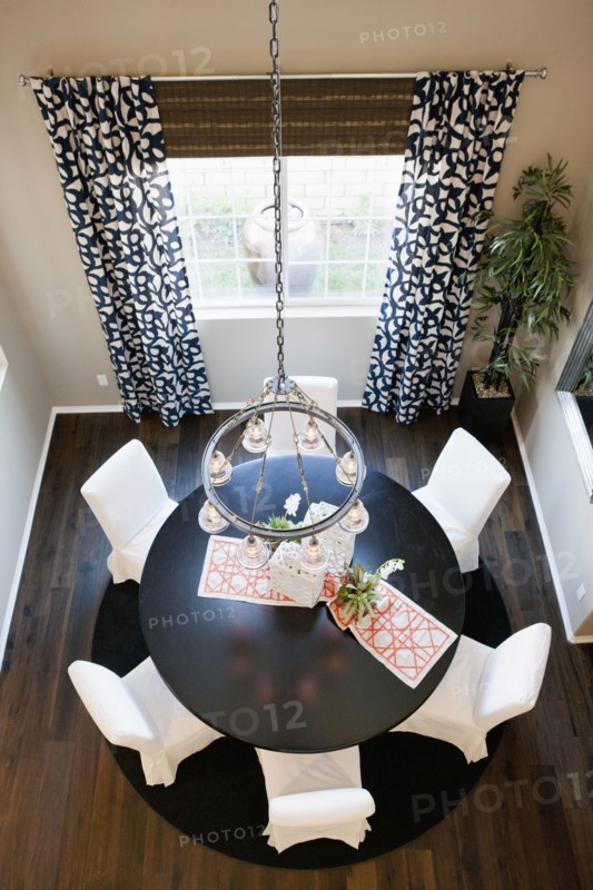 High angle view of dining room