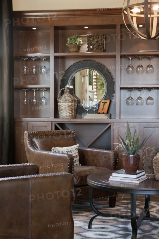 Leather arm chairs in living room